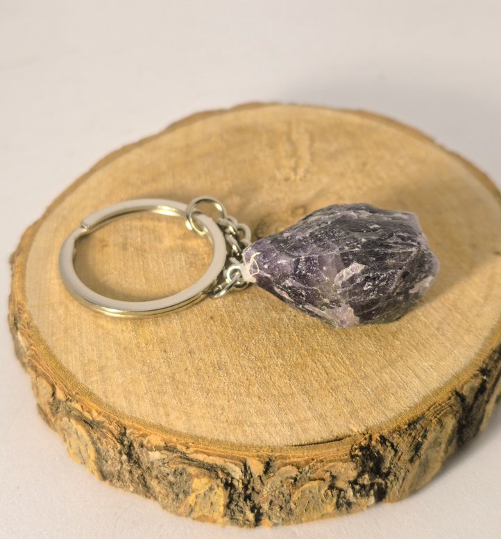 Porte-clés en Améthyste Brute