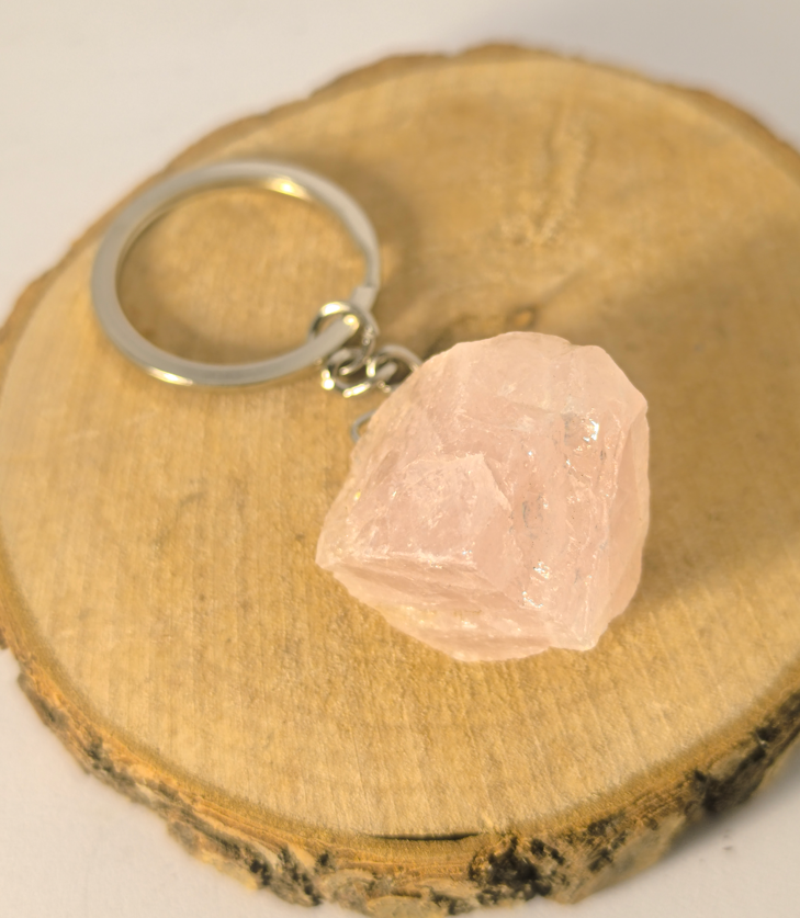 Porte-Clés Quartz Rose Brut