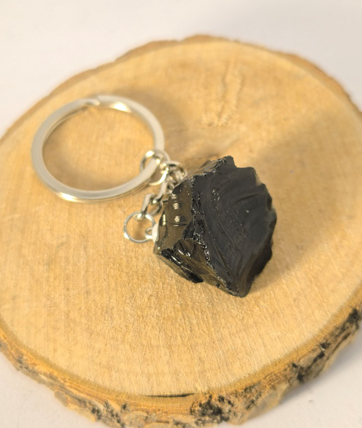 Porte-Clés Obsidienne Noire Brute