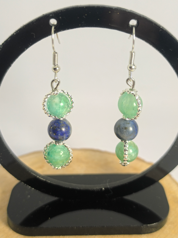 Boucles d'oreilles Chrysoprase & Lapis-lazuli