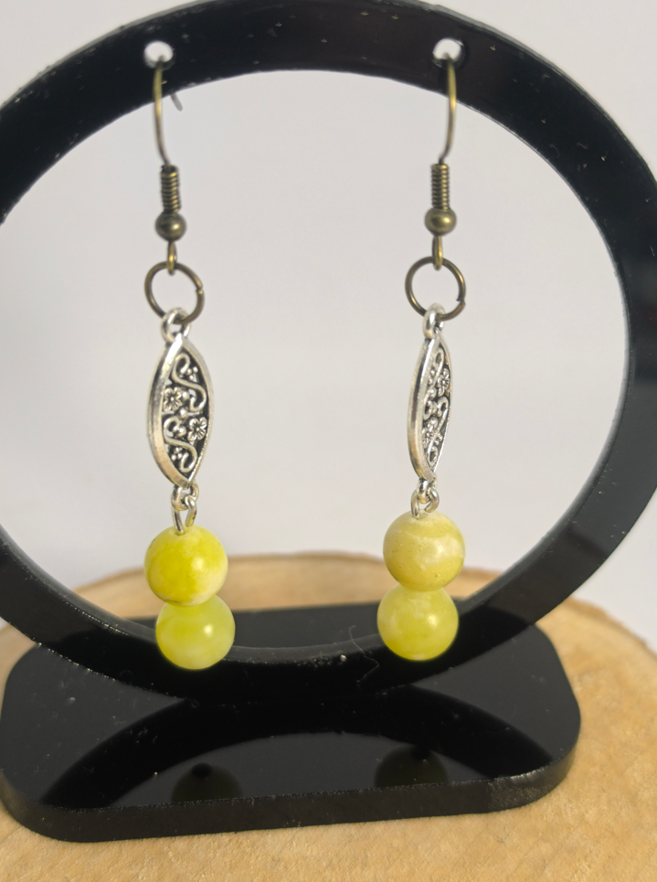 Boucles d'oreilles Jade jaune de Chine