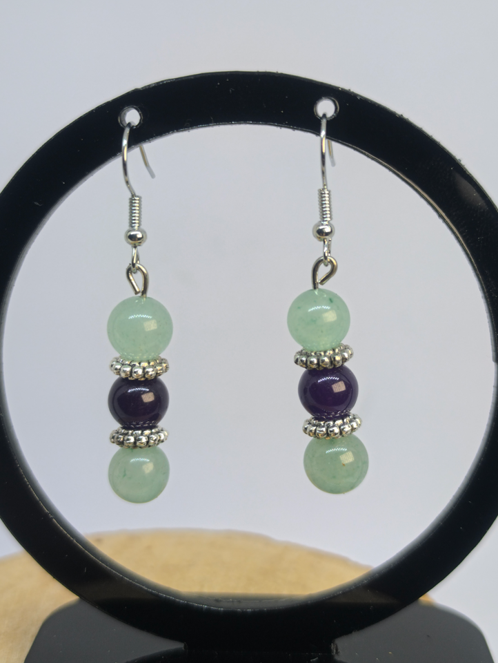 Boucles d'oreilles Aventurine & Améthyste