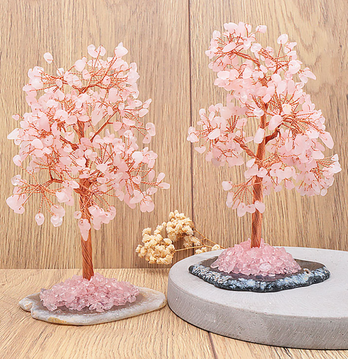 Arbre en quartz rose