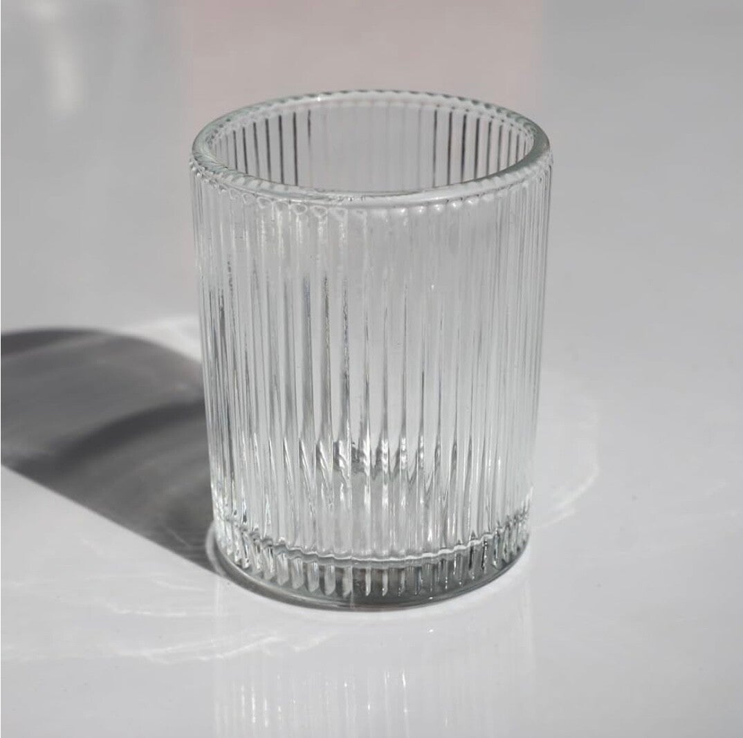 Photophore en verre strié