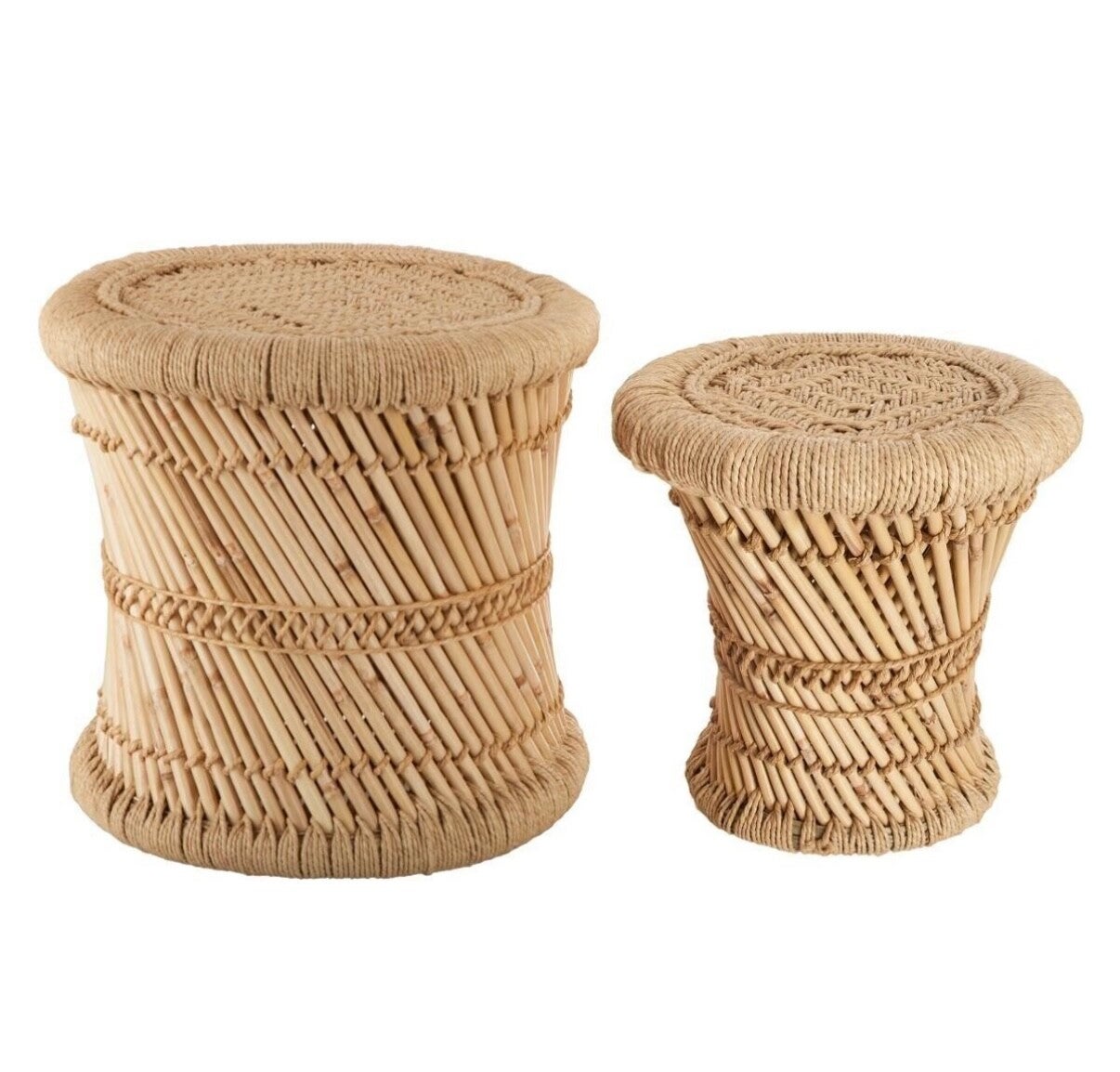 Duo de tables en bambou, D.30/37 cm