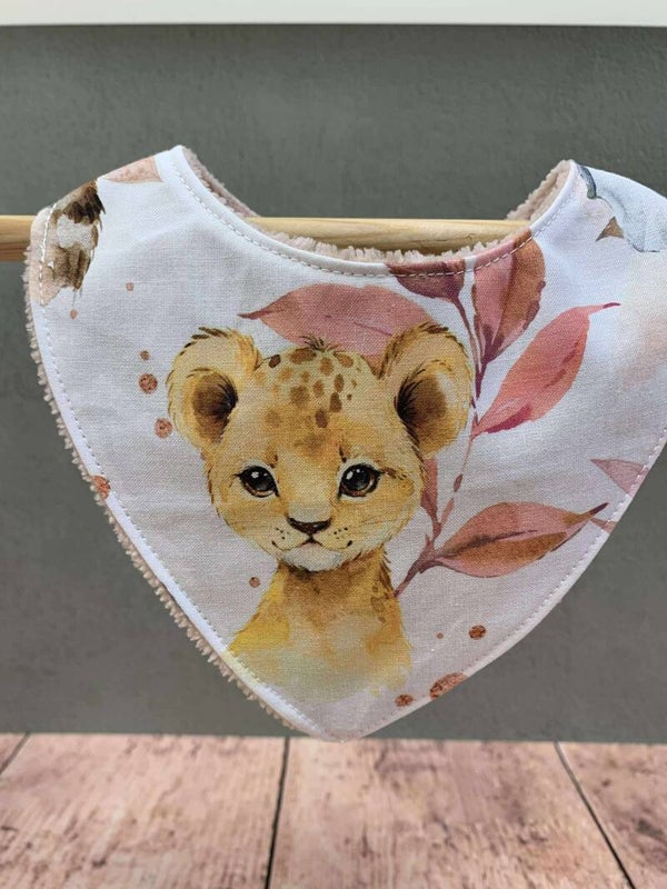 Bavoir bandana savane rose🩷🦁