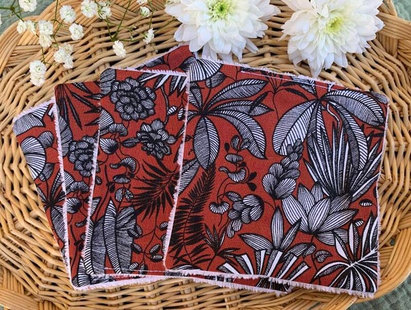 Grands cotons fleurs rouges et noires