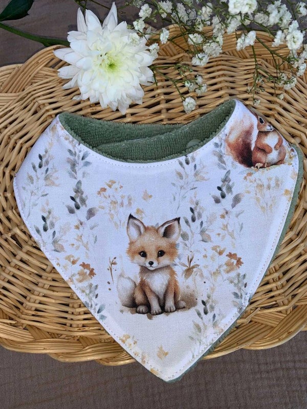 Bavoir bandana douce forêt 🦔🌳