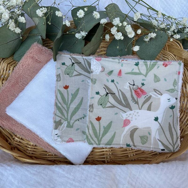 Grands cotons biches rose et blanc