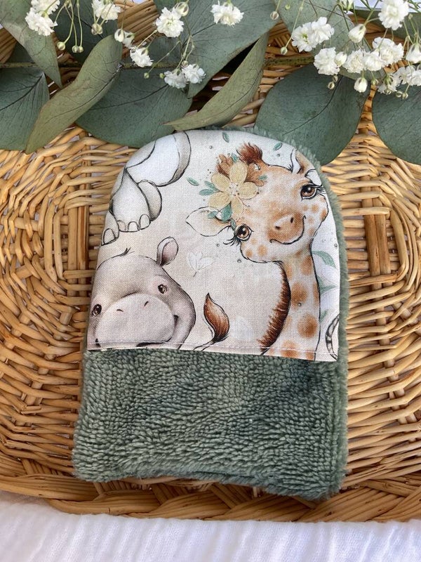 Gant d’apprentissage de la toilette savane verte
