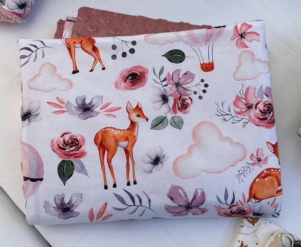 Couverture forêt enchantée minky coeur