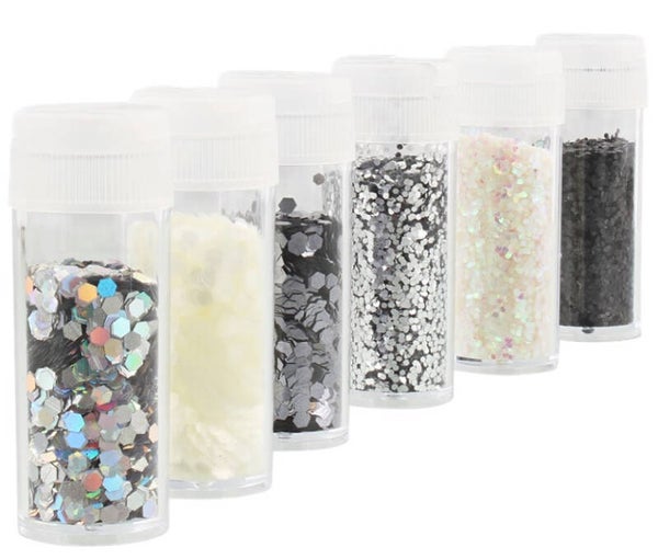 Glitter potjes zilver 