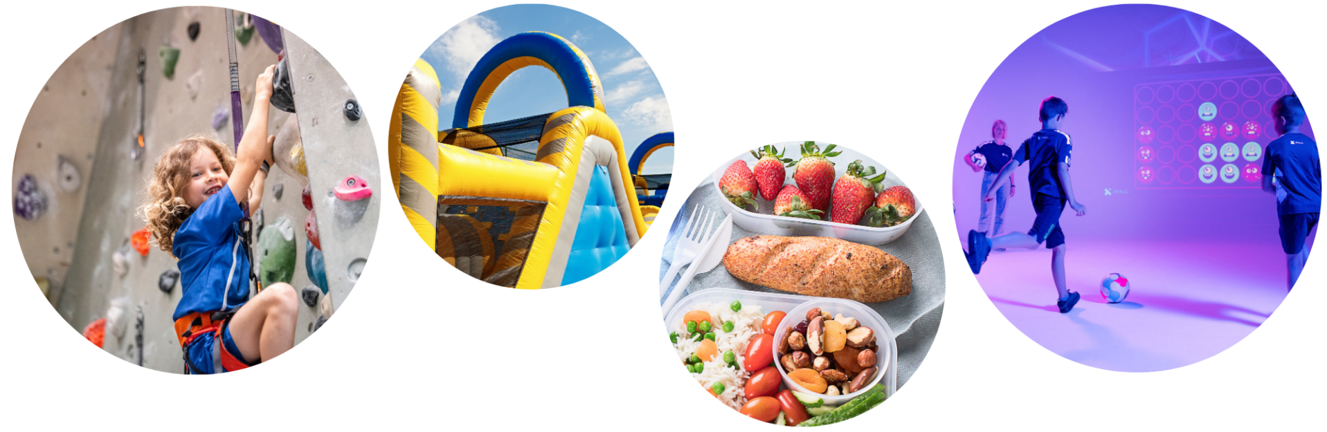 Foto's van de sportieve activiteiten die worden aangeboden door Olympus Sport Arnhem in Gelderland tijdens het sportkamp. De activiteiten vinden plaats bij De Grote Koppel in Arnhem. Indoor skieen, kickboksen, bmx fietsen en een lekkere gezonde lunch.