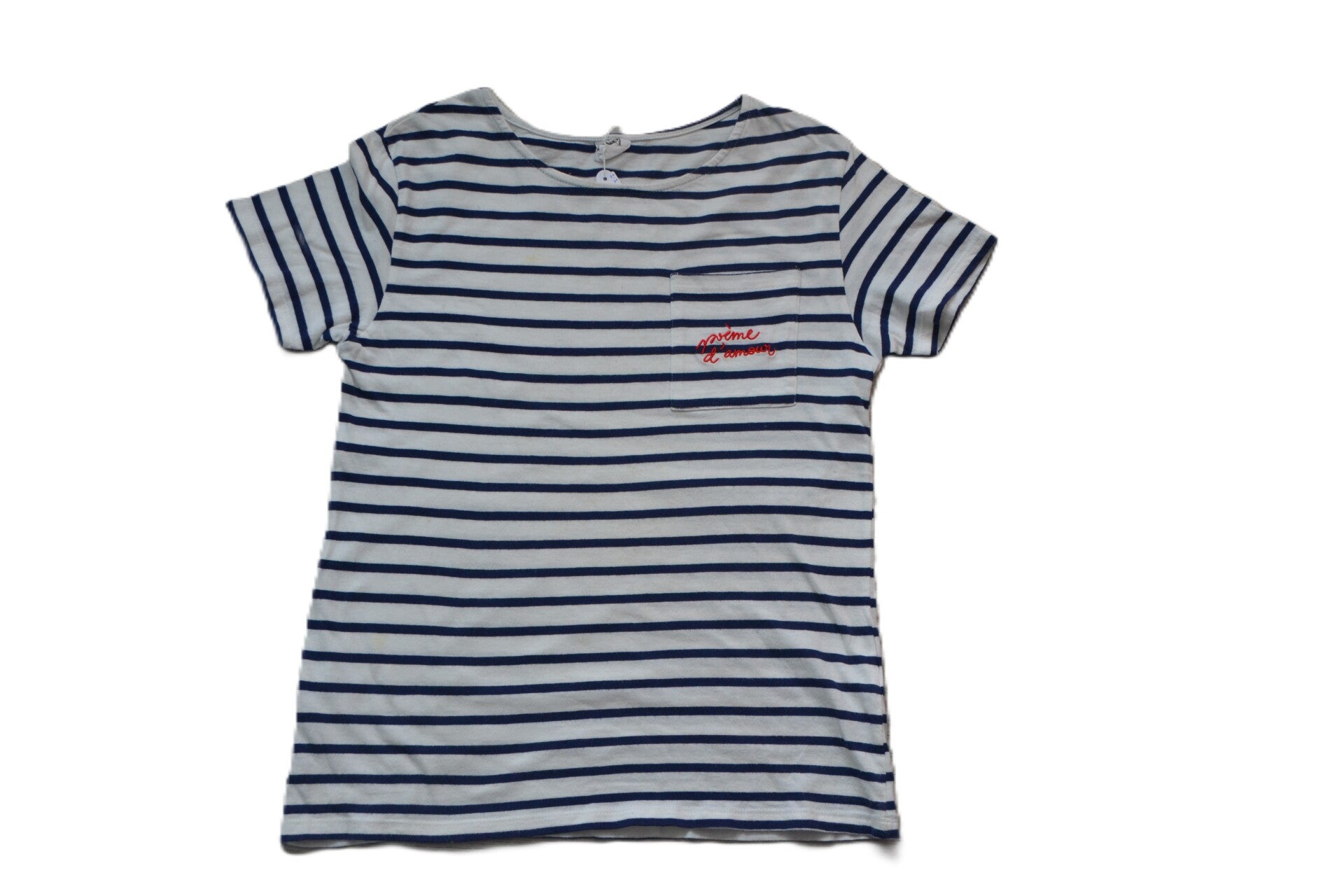 Zara Wit blauw gestreept t-shirt