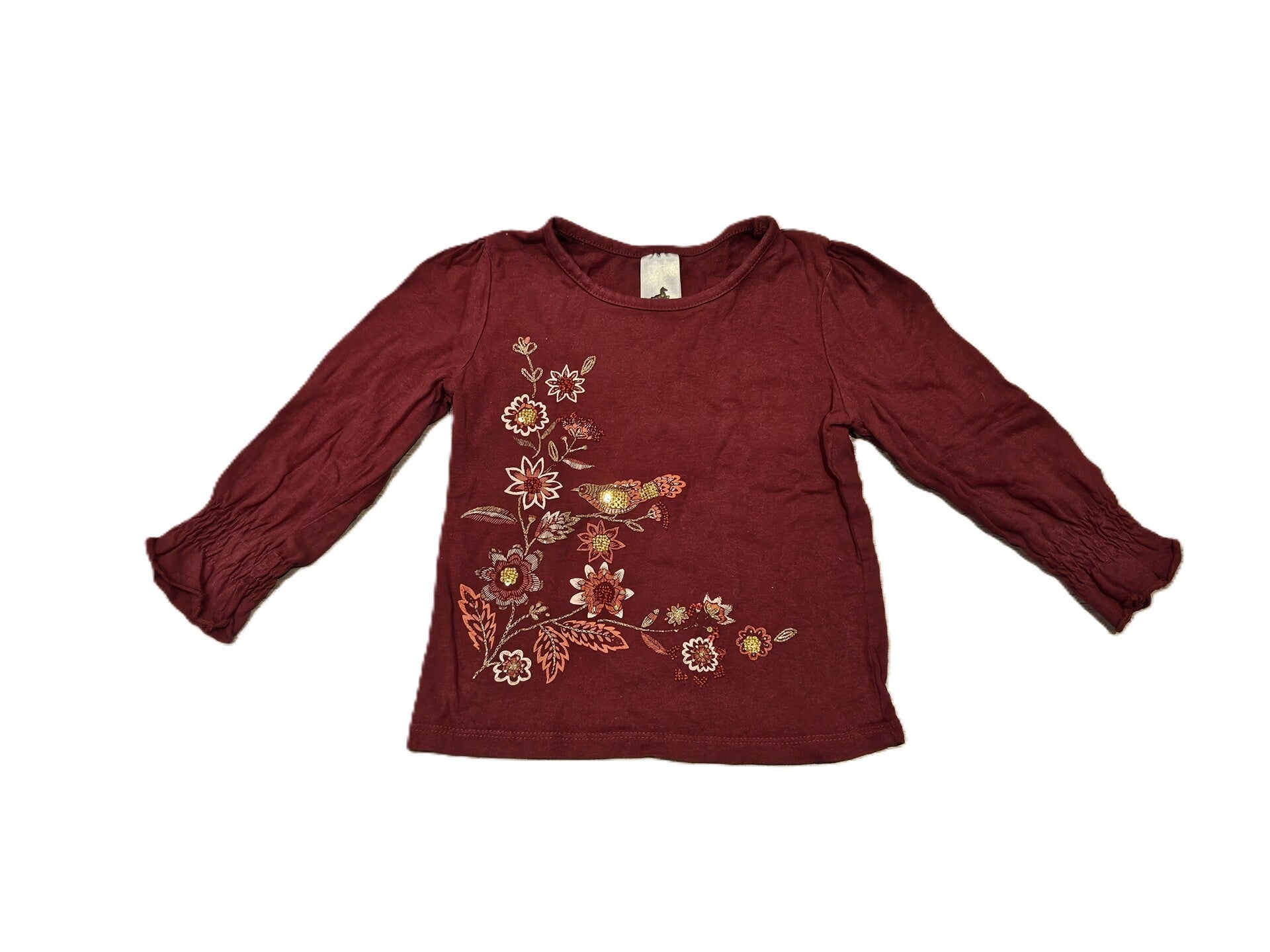 Palomino Bordeauxrode longsleeve met bloemen