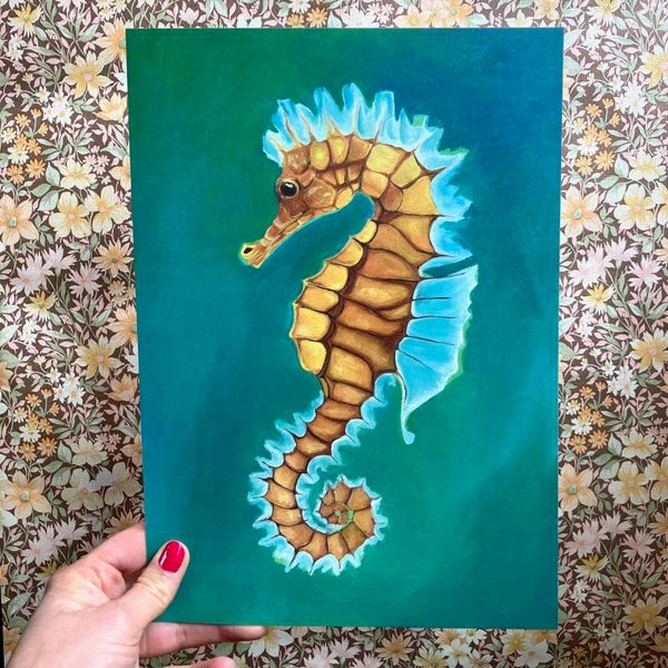 Print zeepaard fluor A4