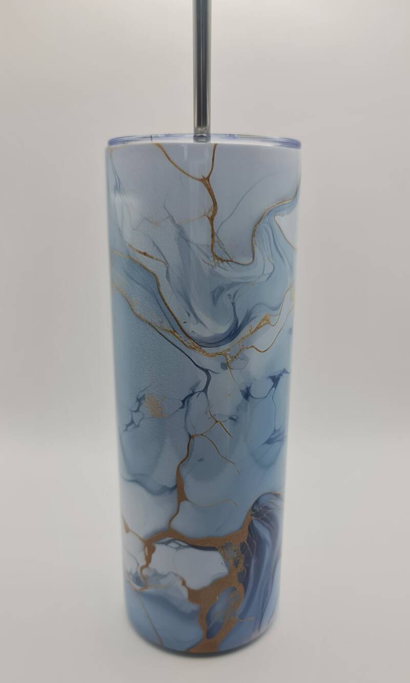 Thermo Trinkbecher Marmor Hellblau