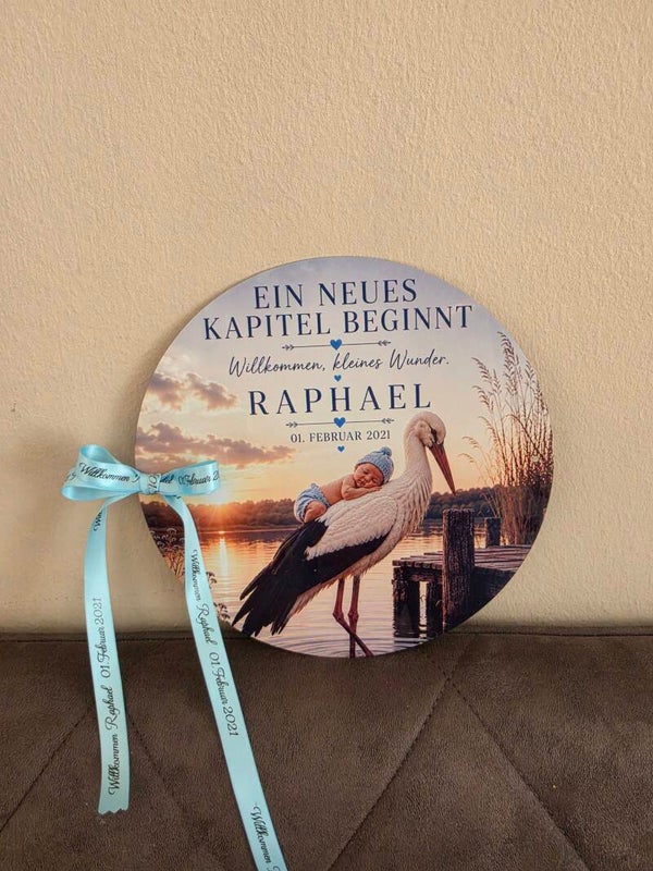 Storchschild zur Geburt