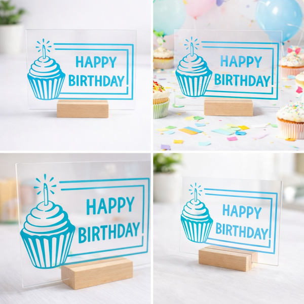 Tischaufsteller Happy Birthday Cupcake