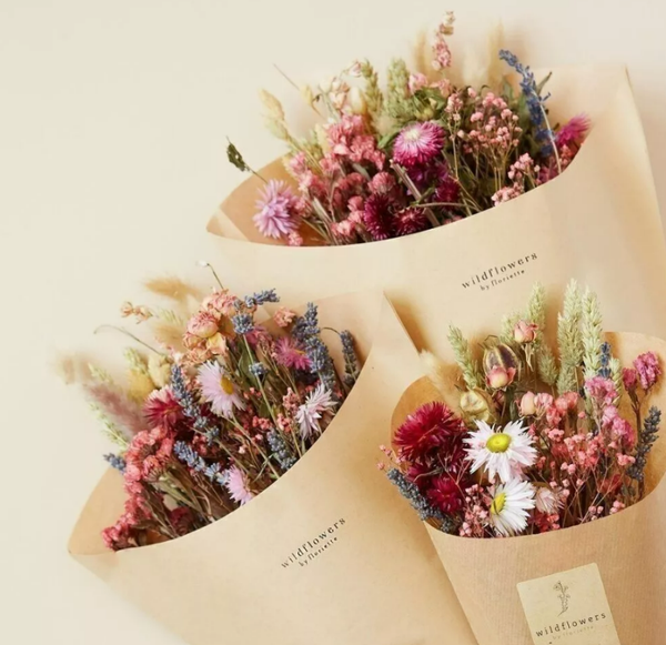 Droogboeket FIELD FLOWERS PINK - verschillende maten