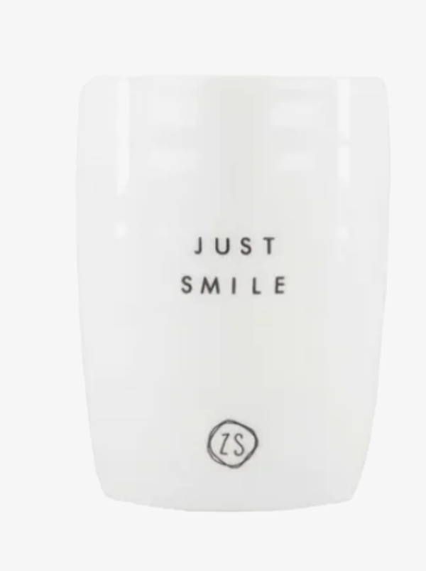 Mok met tekst "Just Smile"