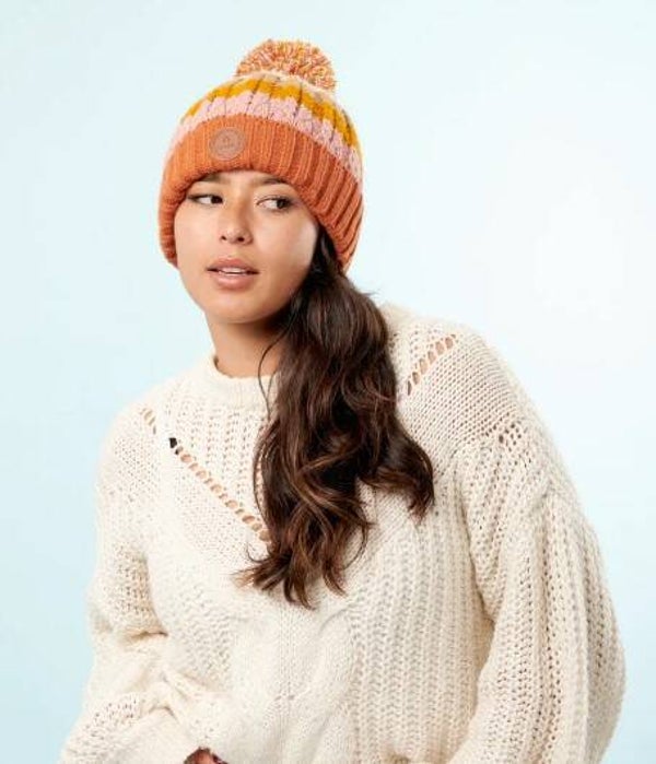 Muts VOLWASSENEN PALOMA met polar en 3 pompons - enkel ORANJE