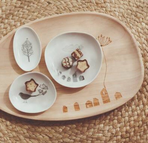 Houten sierschotel medium - verschillende tekeningen