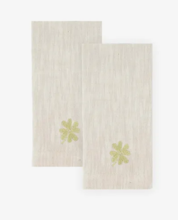 Set van 2 katoenen servetten met gouden hartje OF klavertje