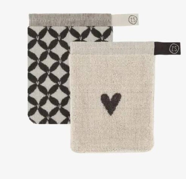 Set van 2 washandjes met print en grafisch patroon
