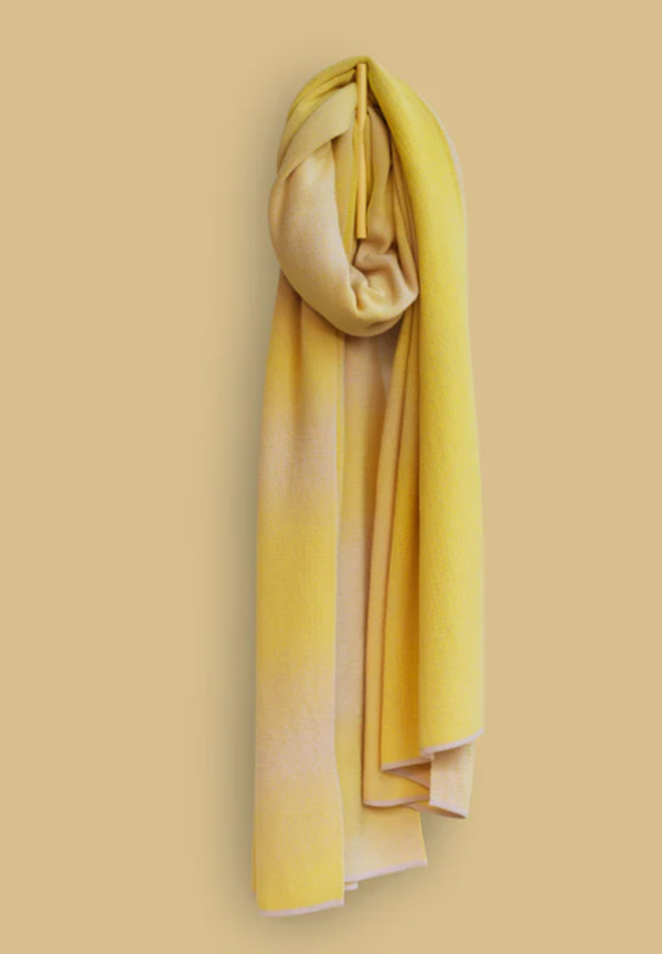 Katoenen sjaal met motief - soft yellow