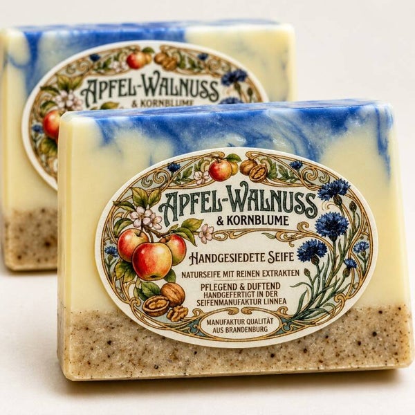 Apfel-Walnuss-Seife mit Kornblumenextrakt