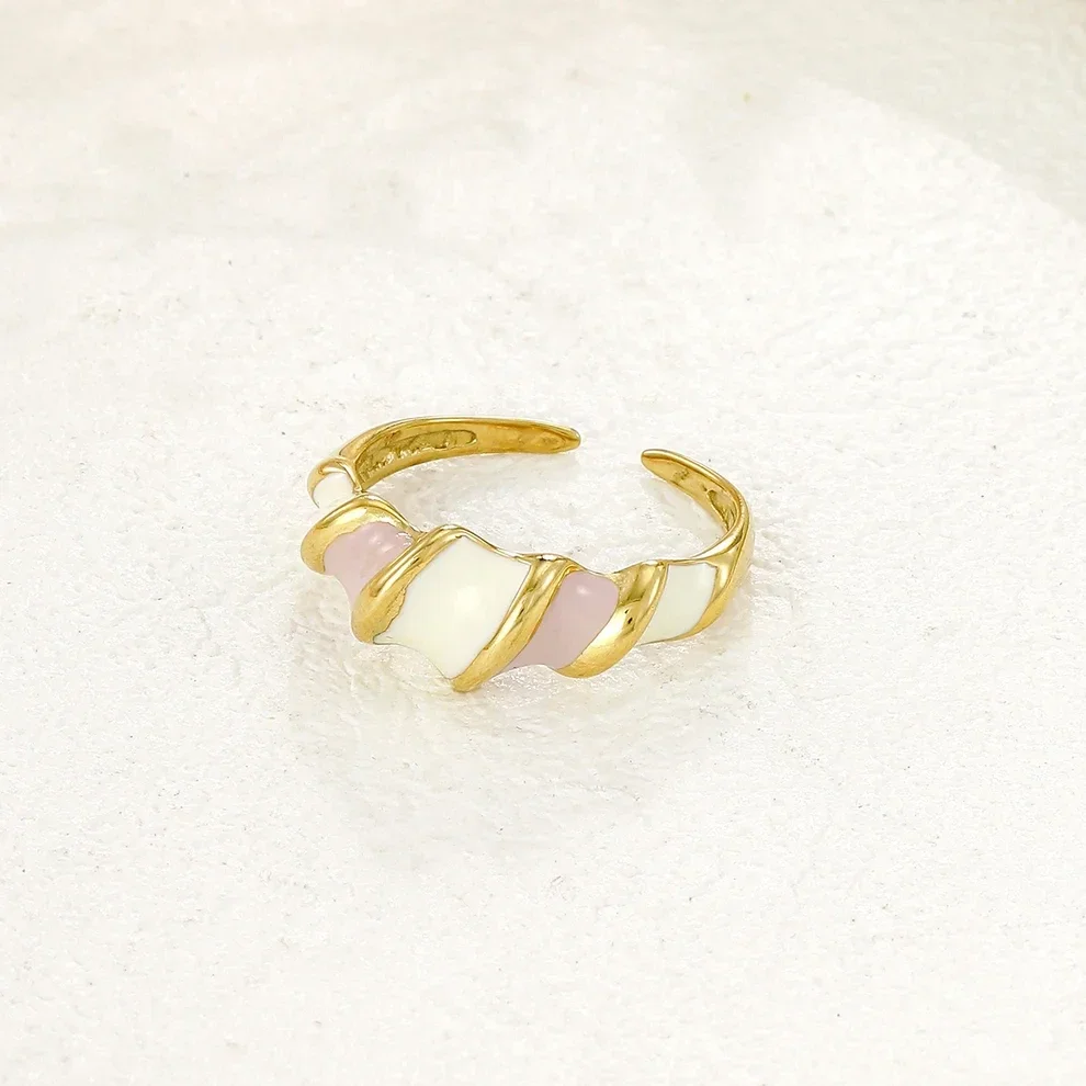 Bague émaillée en acier inoxydable jaune - B5
