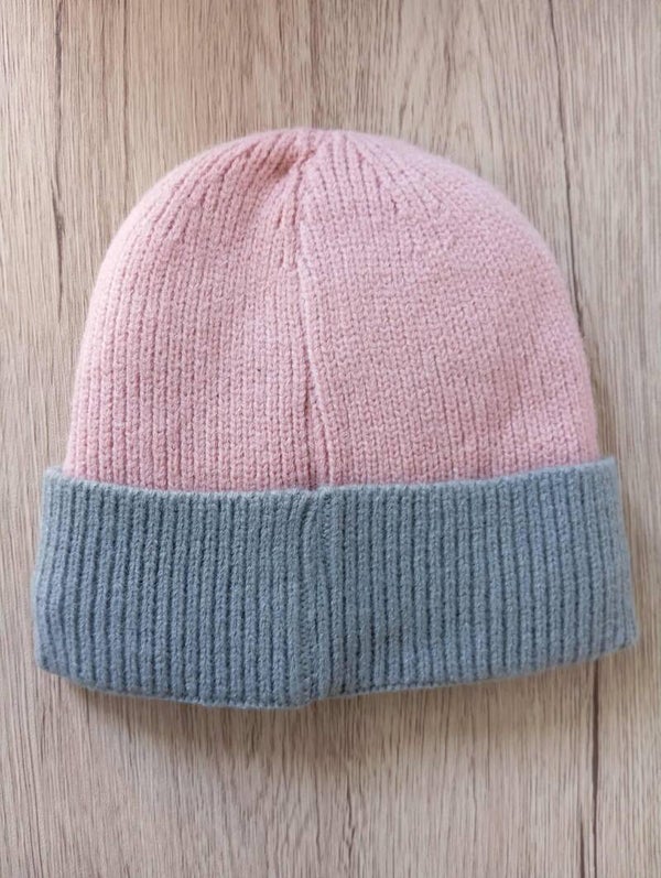 Bonnet Bicolore doublé polaire - Rose/gris