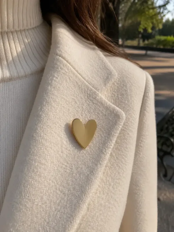 Broche coeur brossé en acier inoxydable W158