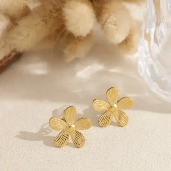 Boucles d'oreilles à CLIPS en acier inoxydable - Fleurs