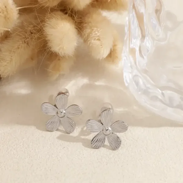 Boucles d'oreilles à CLIPS en acier inoxydable - Fleurs