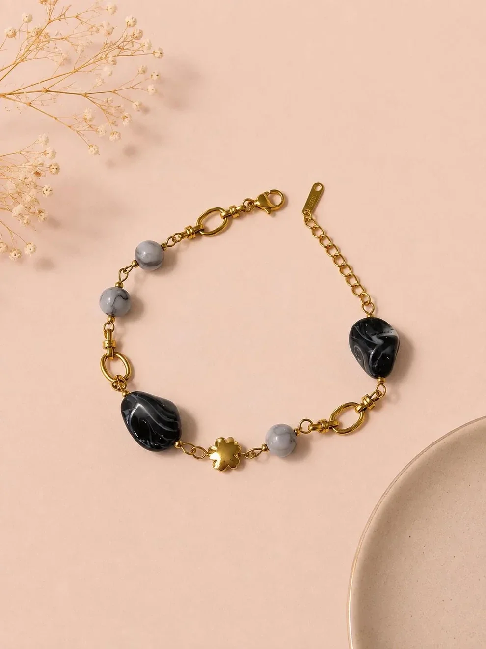 W119 - Bracelet acier inoxydable et acrylique organique - Bleu
