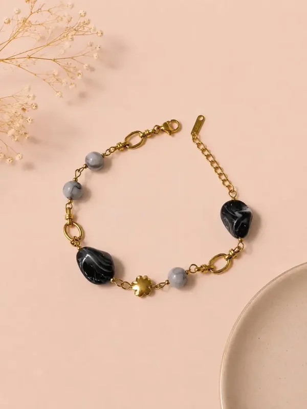 W119 - Bracelet acier inoxydable et acrylique organique - Bleu