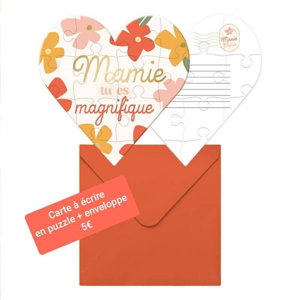 Carte Puzzle + enveloppe " Mamie tu es magnifique "