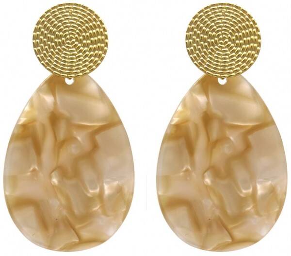 Boucles d'oreilles acier inoxydable gouttes d'eau  - Beige #BO3