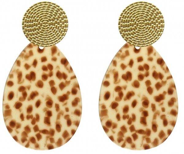 Boucles d'oreilles acier inoxydable gouttes d'eau  - Léopard #B06