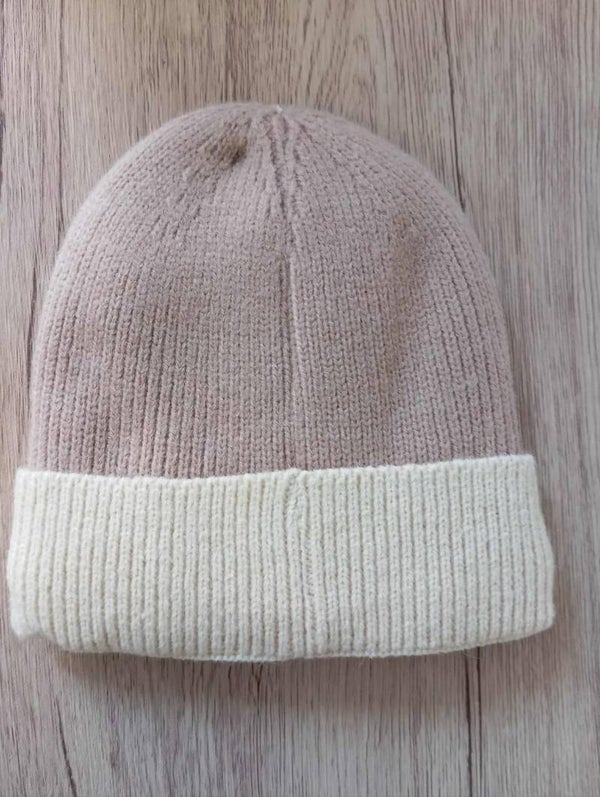 Bonnet Bicolore doublé polaire - Taupe/beige
