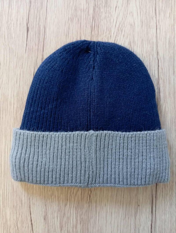 Bonnet Bicolore doublé polaire - Marine/gris