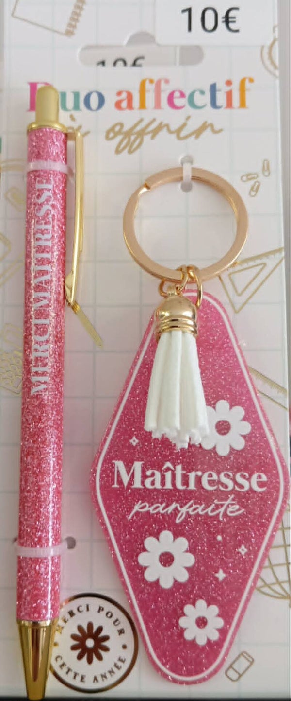 Porte clés + stylo Maitresse Parfaite