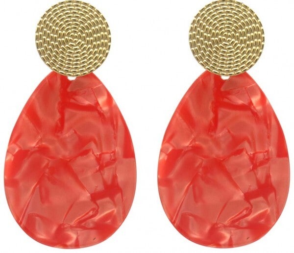 Boucles d'oreilles acier inoxydable gouttes d'eau  - Rouges #B04