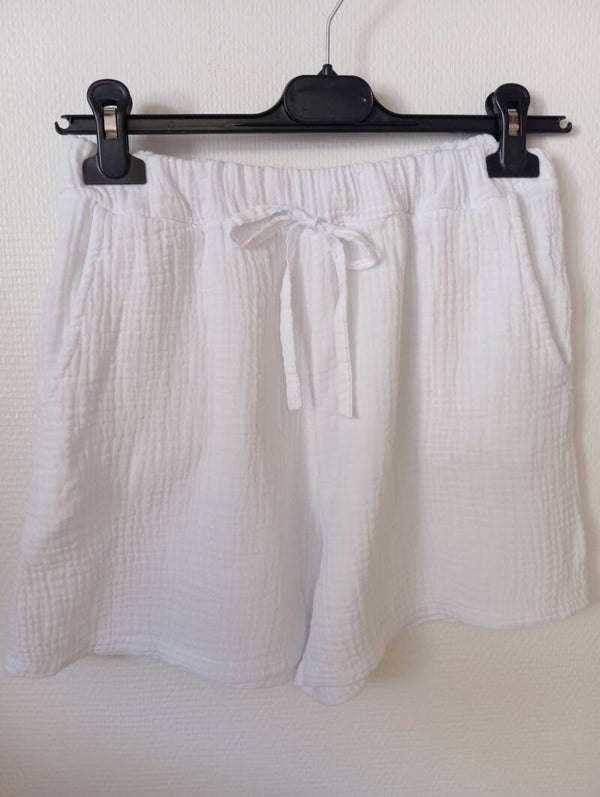 Short en gaze de coton - Blanc