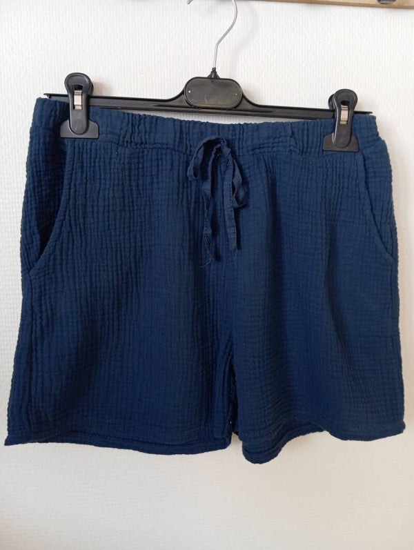 Short en gaze de coton - Marine