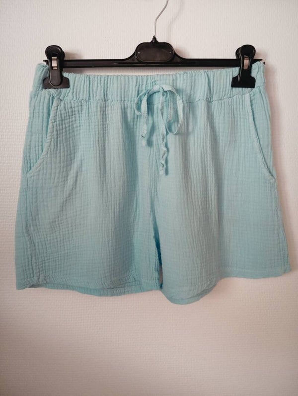 Short en gaze de coton - Bleu ciel