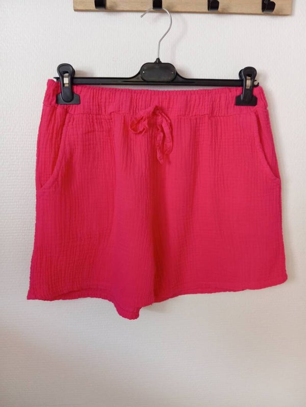 Short en gaze de coton - Fushia