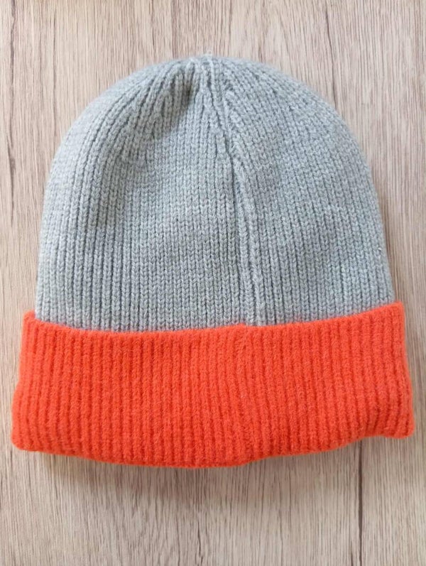 Bonnet Bicolore doublé polaire - Gris/orange